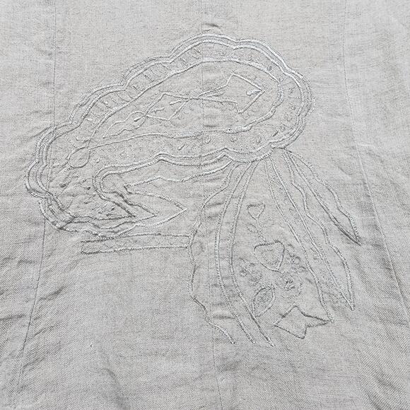 Women's Beige Embroidered Anu 100% Linen Open Front Blazer Sz Small - Picture 4 of 7